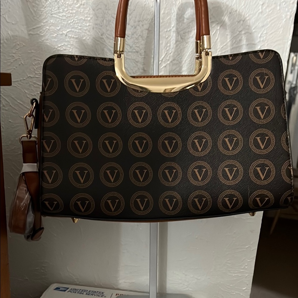 Brown and Gold Unnamed Clutch and wallet set